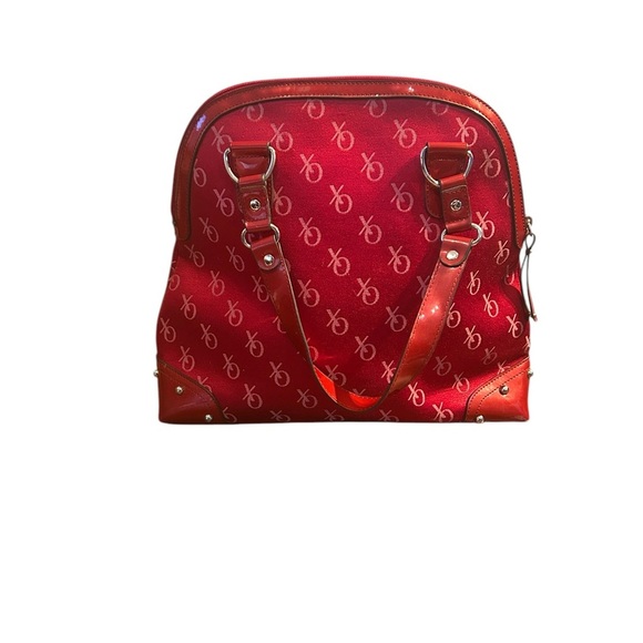 XOXO Red Patent Satchel Shoulder Bag – Monogram Studded Barbiecore Y2K Bling - Picture 2 of 10